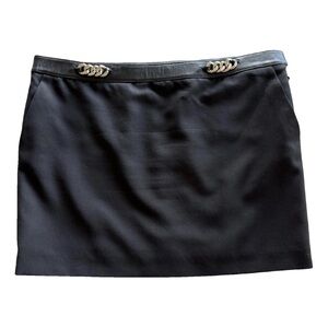 Saint Laurent Black Mini Skirt with silver Chain Accents💥👍🥰